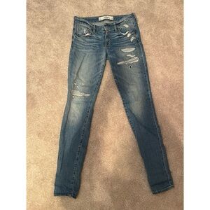Abercrombie & Fitch Distressed Skinny Jeans in Blue